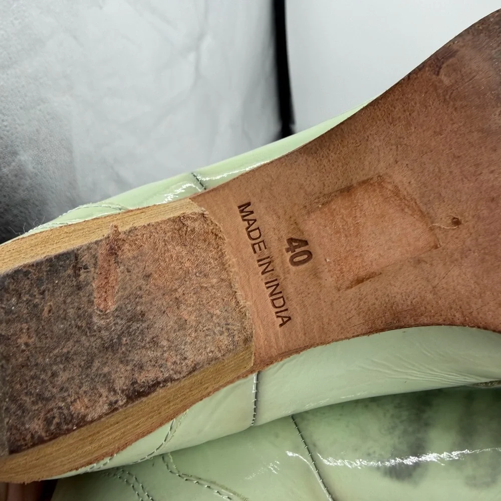 Free People New Frontier Chelsea Boots mint green patent leather‎ finish 40 9.5
